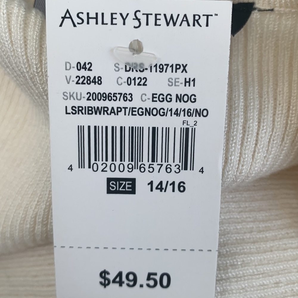 Ashley Stewart cream ribbed sweater 14/16 - Picture 4 of 4